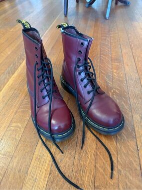 Dr. Martens Women’s Cherry Red Leather Lace-Up Boots